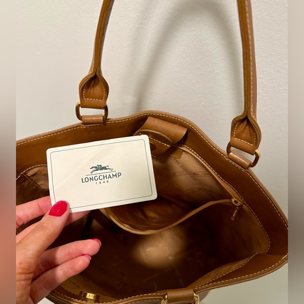 Longchamp Small Leather Tote | Brown - Picture 8 of 15